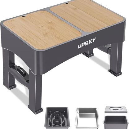 UPSKY 2-in-1 Adjustable Elevated Dog Bowls with Slow Feeder Design - Anti-Spill, Non-Slip Food and Water Bowls for Small to Medium Dogs