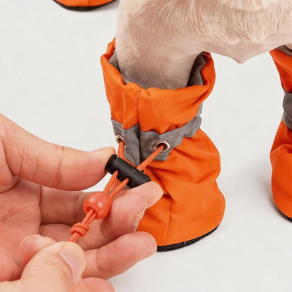 All-Season Dog Booties - 4-Pack with Anti-Slip Soles, Elastic Drawstring, and Reflective Straps for Indoor/Outdoor Protection – Designed for Small to Medium Dogs