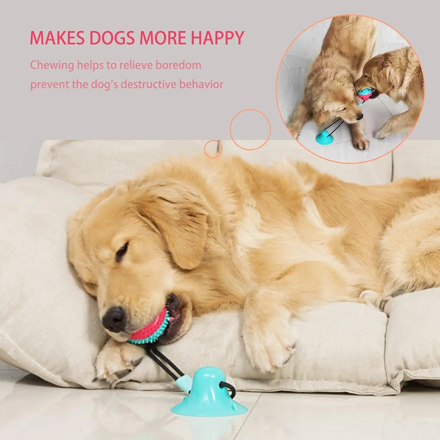 Durable Dog Teething and Chew Toy with Interactive Puzzle Treat Dispenser for Teeth Cleaning and Playtime