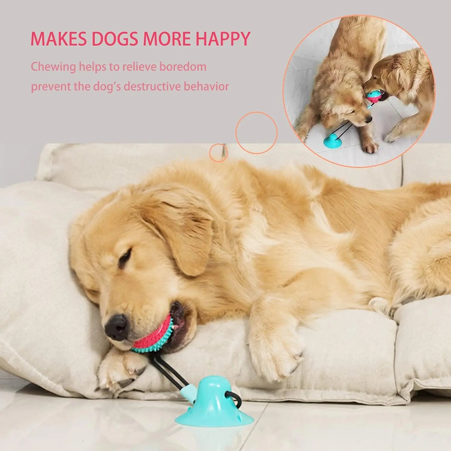 Durable Dog Teething and Chew Toy with Interactive Puzzle Treat Dispenser for Teeth Cleaning and Playtime