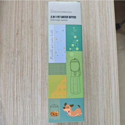 Multi-Functional Pet Water Bottle with Food Compartment - Portable Dog Drinking Fountain for Outdoor Activities and Travel