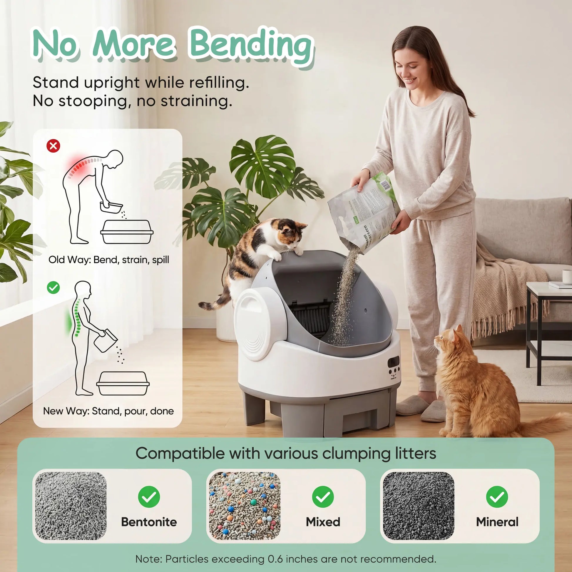 Warcat Next-Generation Automatic Open-Top Cat Litter Box with Simplified Self-Cleaning Features and Reliable Safety Sensors, App-Free Design for User Convenience