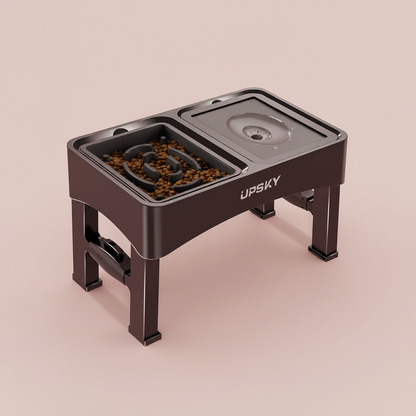 Adjustable Elevated Dog Bowls with Slow Feeder Design