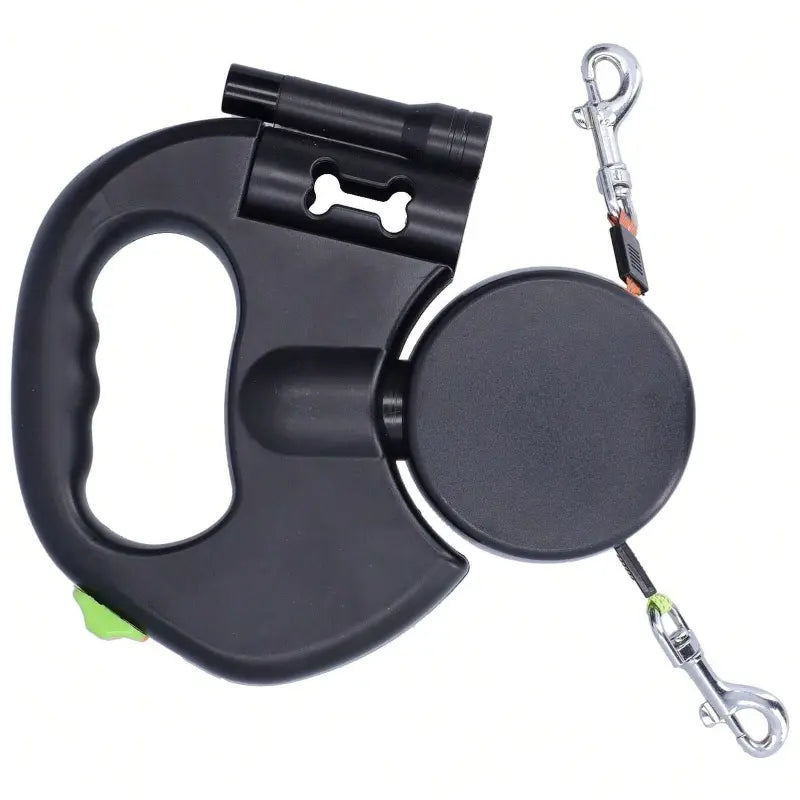 Retractable Dual-Function Pet Leash for Medium and Small Dogs - Ideal for Outdoor Adventures and Daily Walks, Featuring Dual-Leash Retractor, Traffic Control, Double Swivel Handle, and Adjustable Couplers