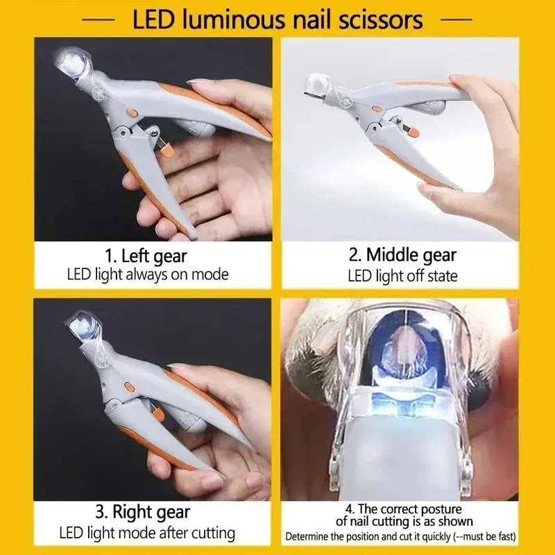 Professional Pet Nail Clipper with LED Light - Safe and Painless Trimmer for Accurate Claw Cutting