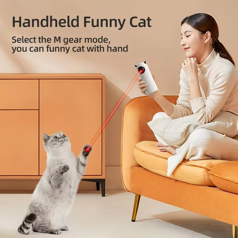 Interactive Smart Laser Cat Toy with Handheld Remote - Automatic LED Pet Teaser for Indoor Use