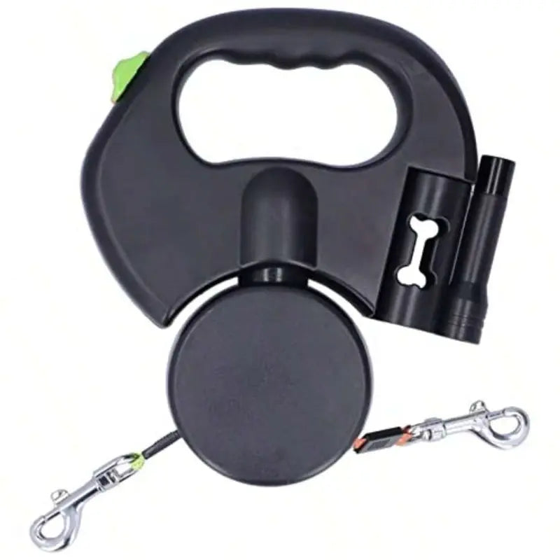 Retractable Dual-Function Pet Leash for Medium and Small Dogs - Ideal for Outdoor Adventures and Daily Walks, Featuring Dual-Leash Retractor, Traffic Control, Double Swivel Handle, and Adjustable Couplers