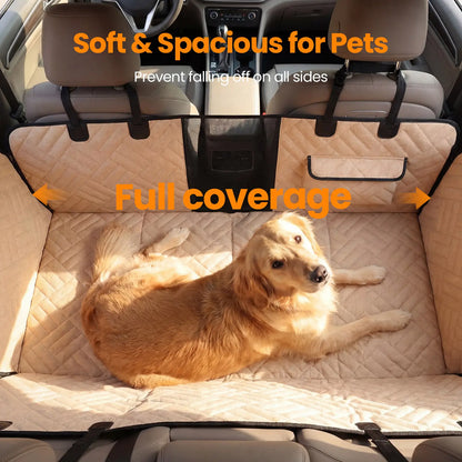VALUXE Waterproof Dog Car Seat Cover for Large Dogs - Foldable Full-Cover Back Seat Protector in Beige and Black