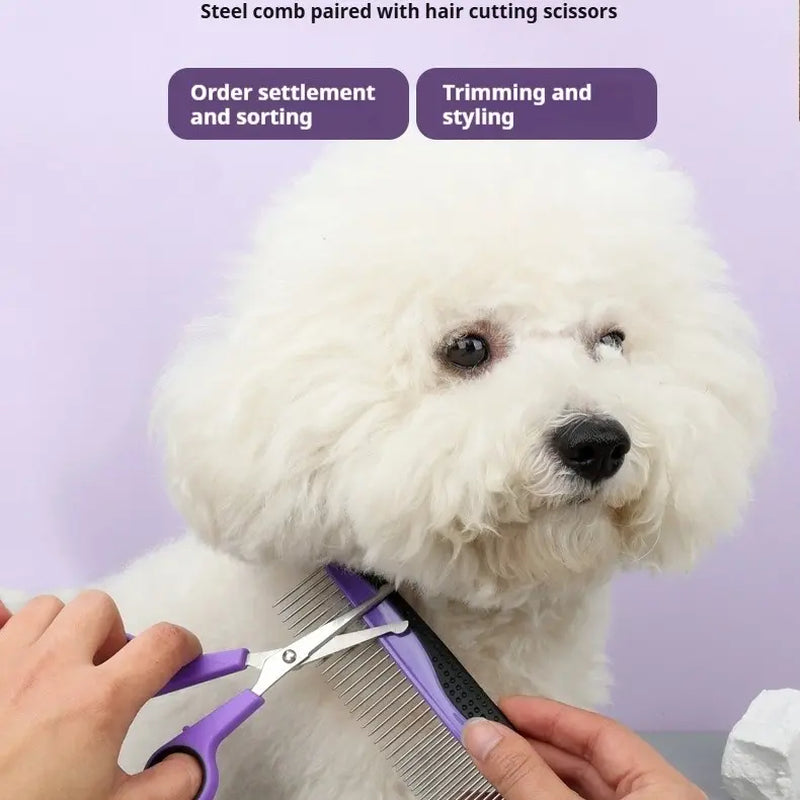 Comprehensive Pet Grooming Kit for Dogs and Cats – 9 Professional Tools Including Bathing Massage Brush, Nail Clipper, Slicker Brush, Scissors, Toothbrush, and More