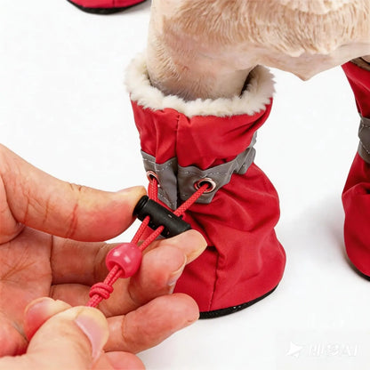 All-Season Dog Booties - 4-Pack with Anti-Slip Soles, Elastic Drawstring, and Reflective Straps for Indoor/Outdoor Protection – Designed for Small to Medium Dogs