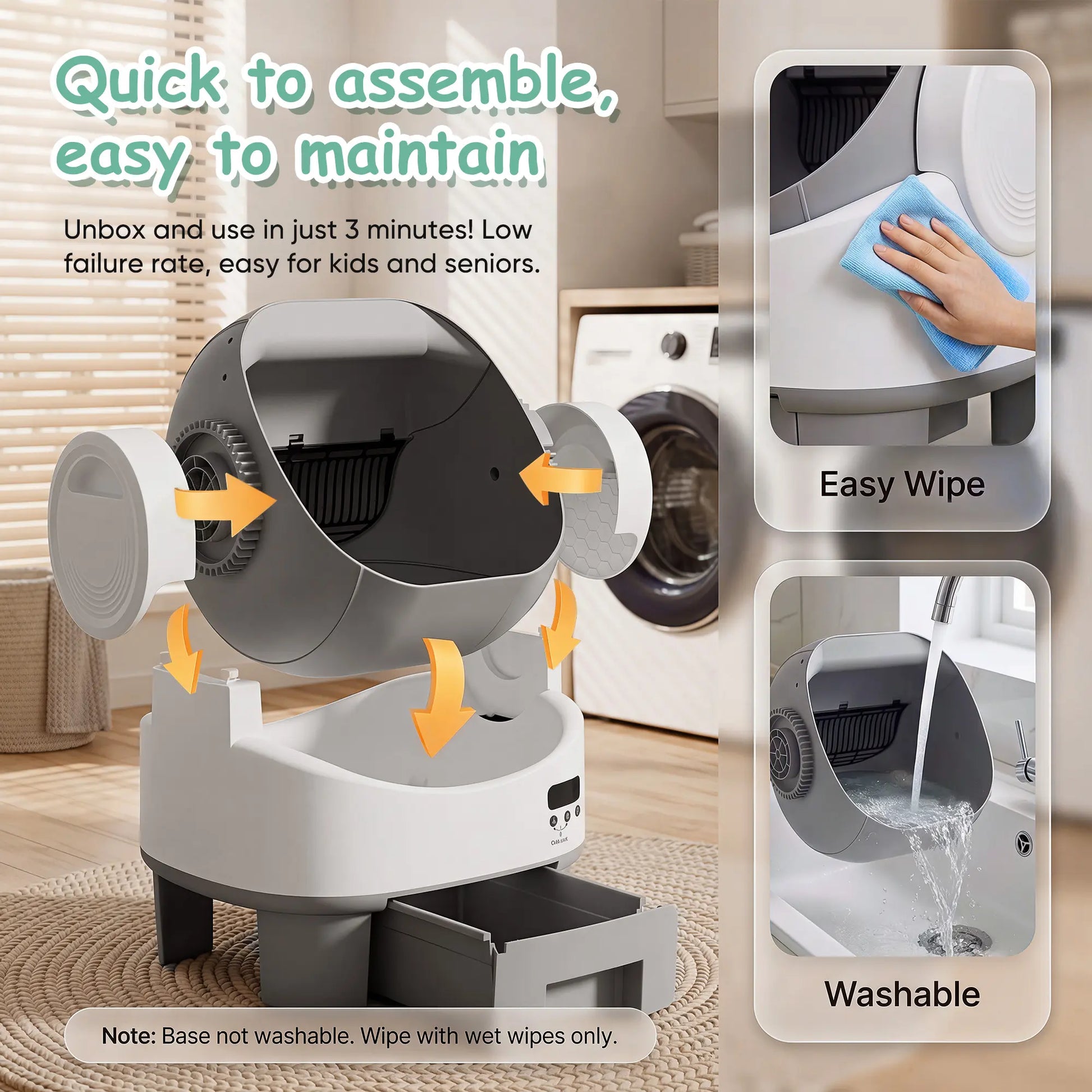 Warcat Next-Generation Automatic Open-Top Cat Litter Box with Simplified Self-Cleaning Features and Reliable Safety Sensors, App-Free Design for User Convenience