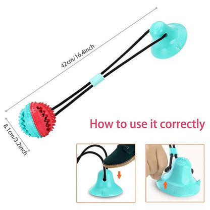 Durable Dog Teething and Chew Toy with Interactive Puzzle Treat Dispenser for Teeth Cleaning and Playtime