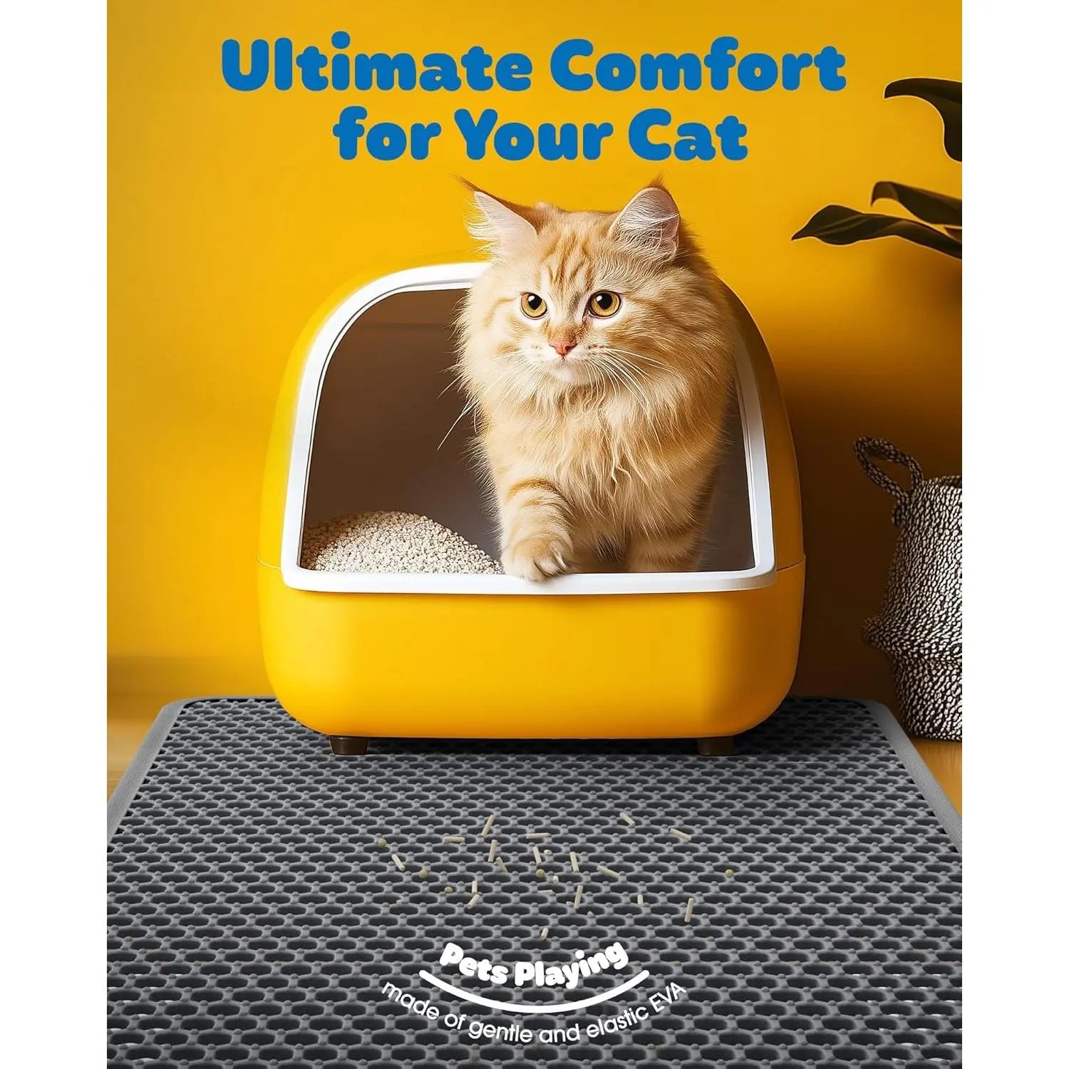 Ultra-Large 30" x 22" Cat Litter Mat - Double-Layered, Urine-Proof, Non-Slip Design for Effective Litter Trapping and Easy Cleaning, Grey
