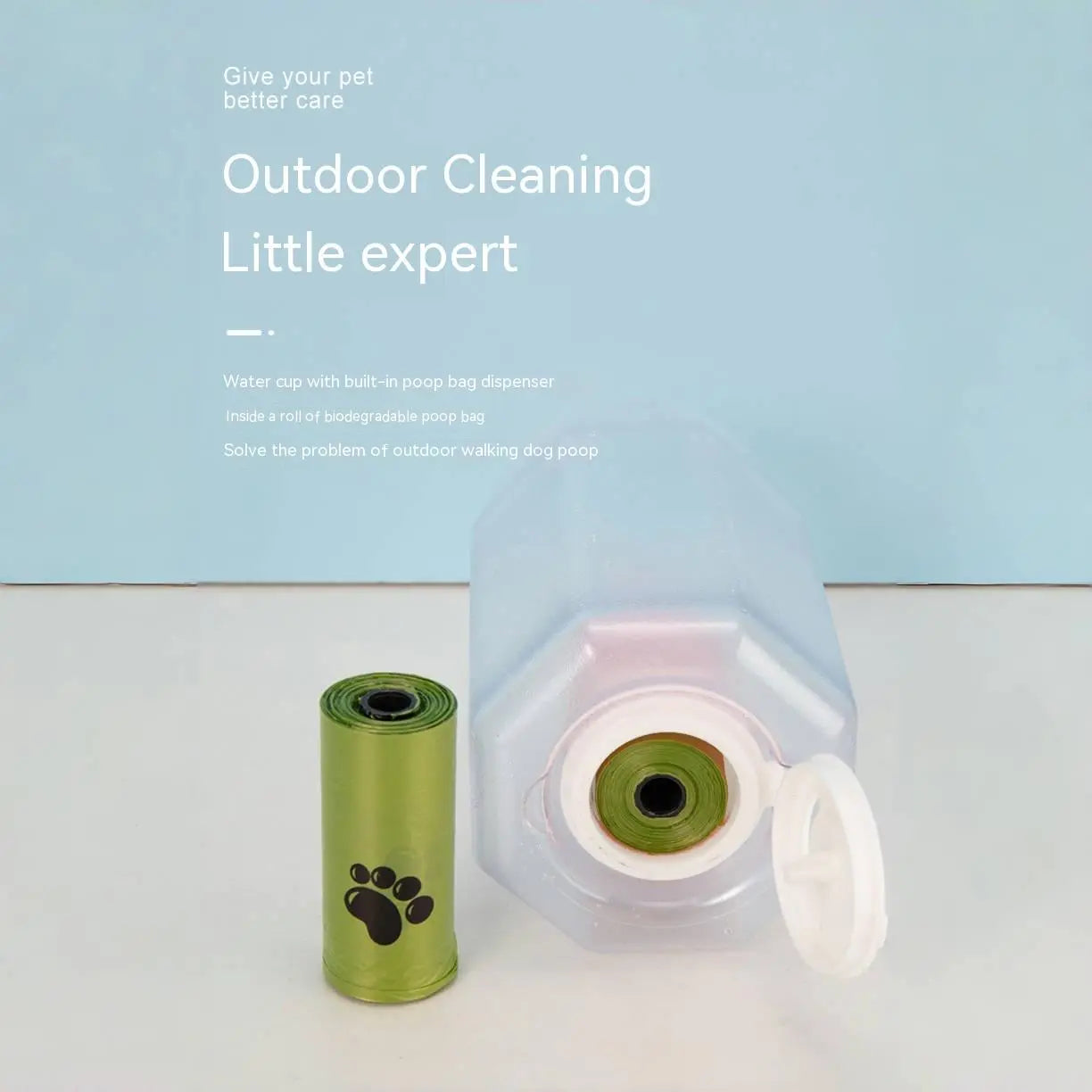 Multi-Functional Pet Water Bottle with Food Compartment - Portable Dog Drinking Fountain for Outdoor Activities and Travel