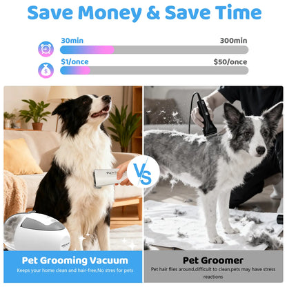 Pawimood 5-in-1 Professional Pet Grooming Vacuum with 13000PA Suction Power, 2L Dust Cup, and Comprehensive Shedding Grooming Kit