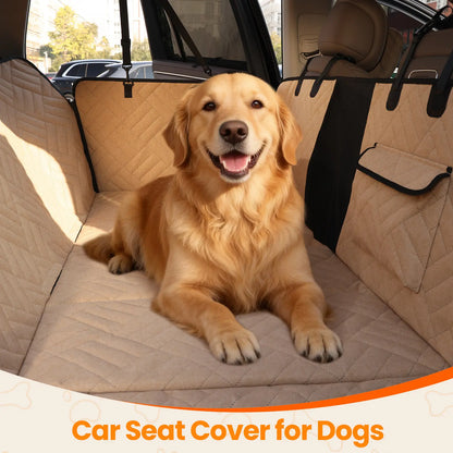 VALUXE Waterproof Dog Car Seat Cover for Large Dogs - Foldable Full-Cover Back Seat Protector in Beige and Black