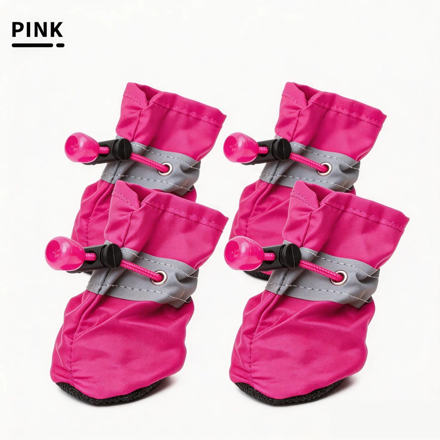 All-Season Dog Booties - 4-Pack with Anti-Slip Soles, Elastic Drawstring, and Reflective Straps for Indoor/Outdoor Protection – Designed for Small to Medium Dogs