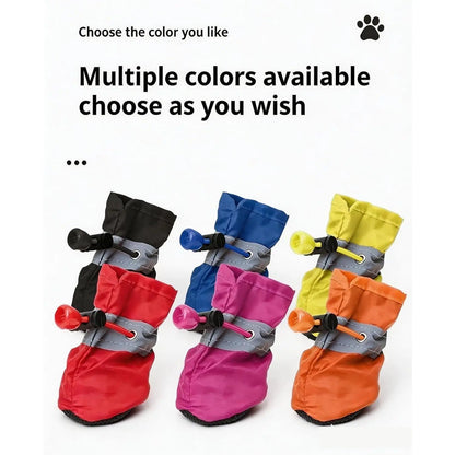 All-Season Dog Booties - 4-Pack with Anti-Slip Soles, Elastic Drawstring, and Reflective Straps for Indoor/Outdoor Protection – Designed for Small to Medium Dogs