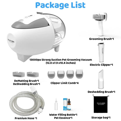 Pawimood 5-in-1 Professional Pet Grooming Vacuum with 13000PA Suction Power, 2L Dust Cup, and Comprehensive Shedding Grooming Kit