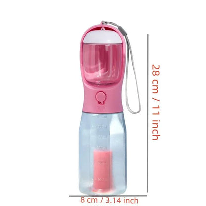 Multi-Functional Pet Water Bottle with Food Compartment - Portable Dog Drinking Fountain for Outdoor Activities and Travel