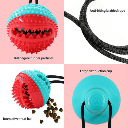 Durable Dog Teething and Chew Toy with Interactive Puzzle Treat Dispenser for Teeth Cleaning and Playtime