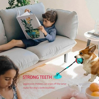 Durable Dog Teething and Chew Toy with Interactive Puzzle Treat Dispenser for Teeth Cleaning and Playtime