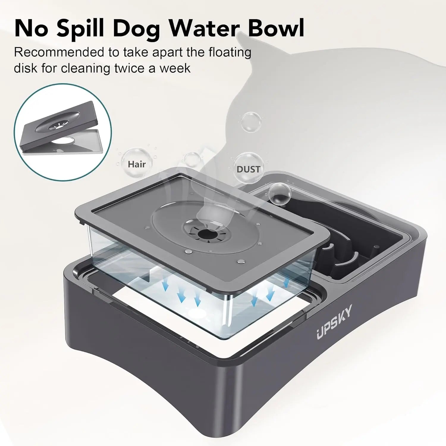 UPSKY 2-in-1 Adjustable Elevated Dog Bowls with Slow Feeder Design - Anti-Spill, Non-Slip Food and Water Bowls for Small to Medium Dogs
