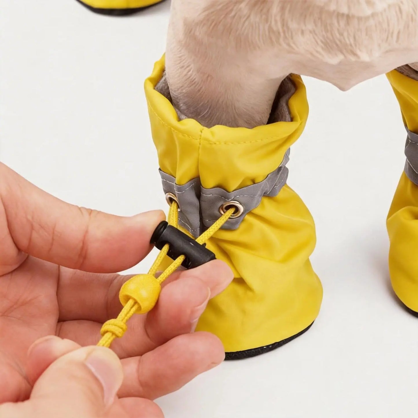 All-Season Dog Booties - 4-Pack with Anti-Slip Soles, Elastic Drawstring, and Reflective Straps for Indoor/Outdoor Protection – Designed for Small to Medium Dogs