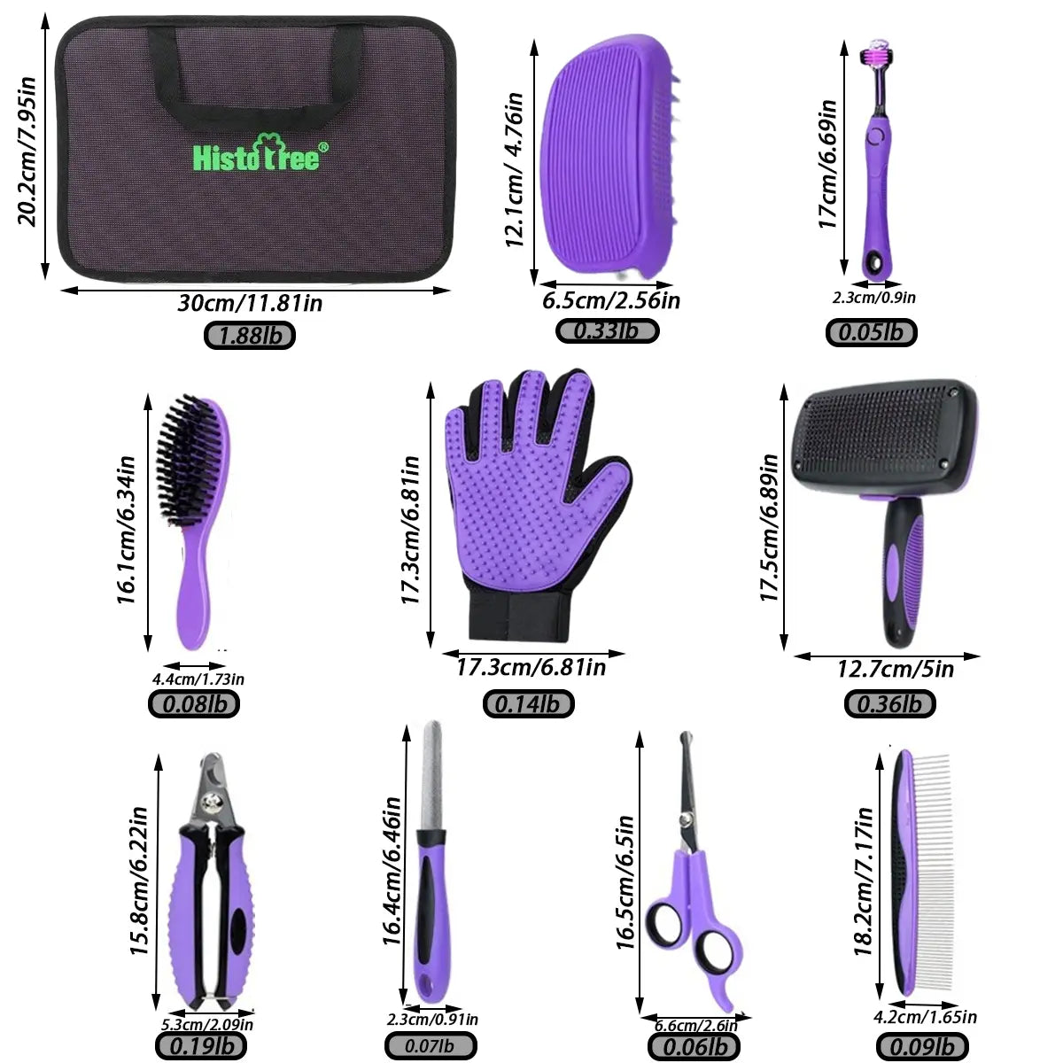 Comprehensive Pet Grooming Kit for Dogs and Cats – 9 Professional Tools Including Bathing Massage Brush, Nail Clipper, Slicker Brush, Scissors, Toothbrush, and More