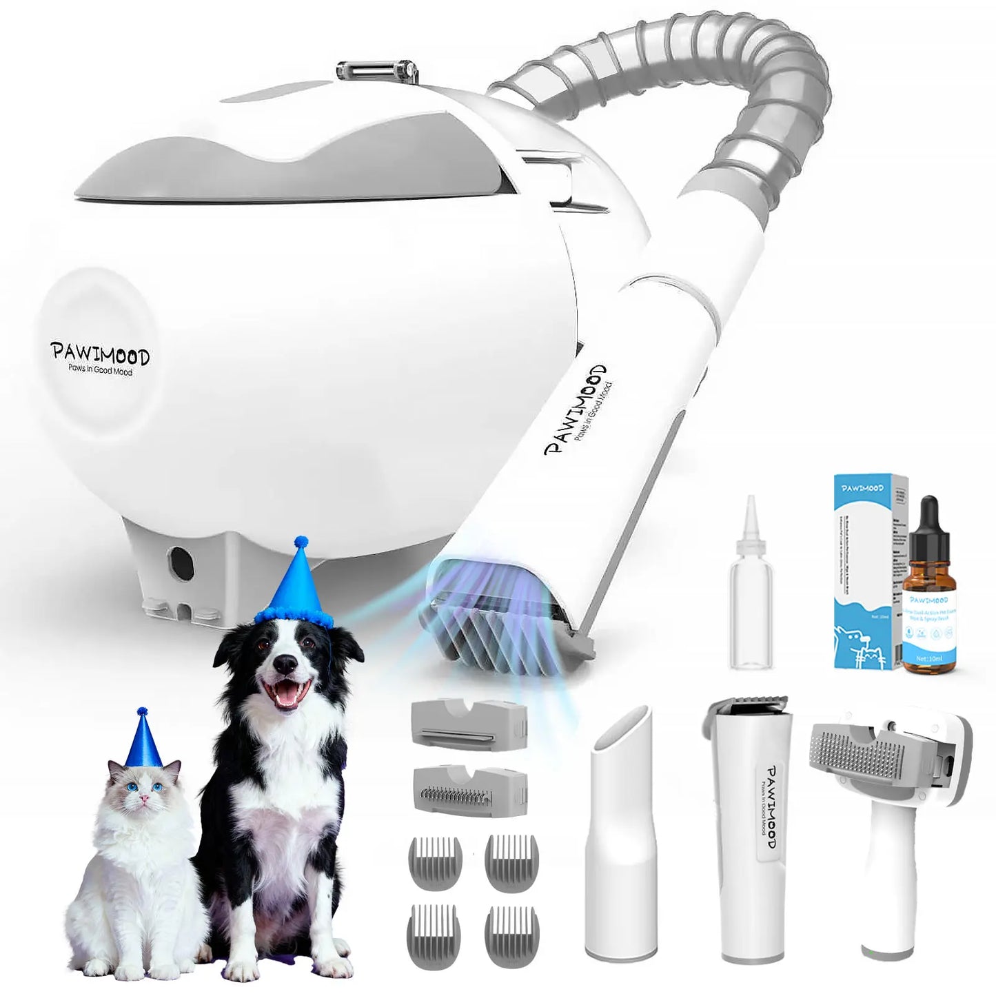 Pawimood 5-in-1 Professional Pet Grooming Vacuum with 13000PA Suction Power, 2L Dust Cup, and Comprehensive Shedding Grooming Kit