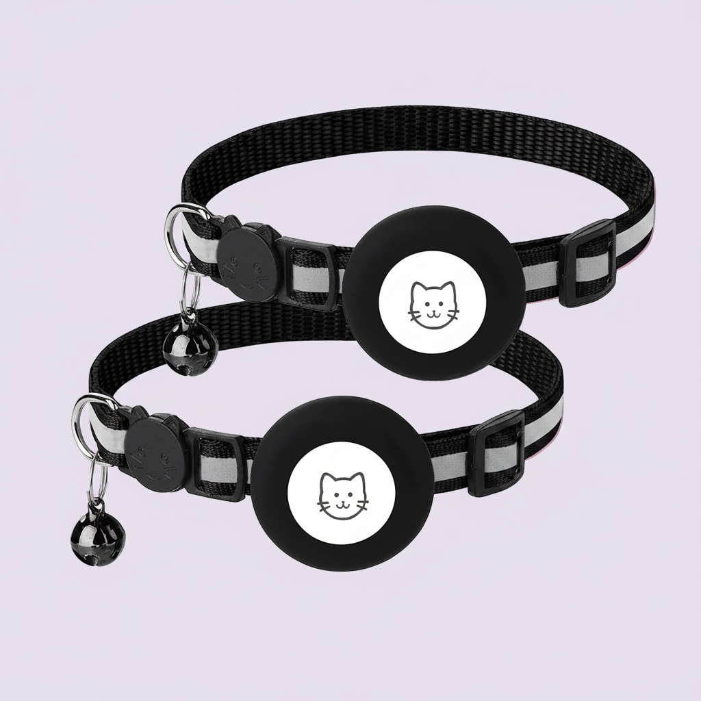 Cat Collar Set with Airtag Holder , Reflective Strap , and Bell