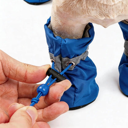 All-Season Dog Booties - 4-Pack with Anti-Slip Soles, Elastic Drawstring, and Reflective Straps for Indoor/Outdoor Protection – Designed for Small to Medium Dogs